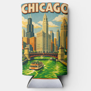 Enfriador De Latas Slim Tarjeta postal del día de San Patricio del río Chi