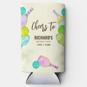 Enfriador De Latas Slim Tema acuarela Fiesta de cumpleaños con luz de futb