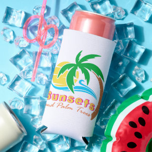 Enfriador De Latas Slim Temporada De Verano De Sunsets Y Palmeras