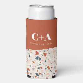 Enfriador De Latas Slim Terrazzo Slab Boda Guest Skinny