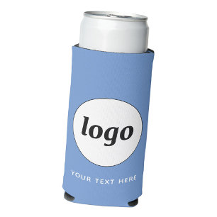 Enfriador De Latas Slim Texto de logotipo simple comercial Sky Blue promoc