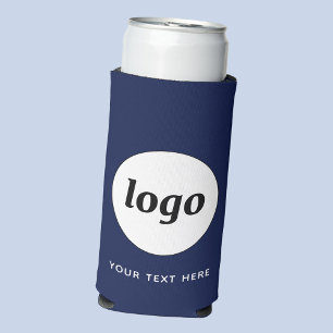 Enfriador De Latas Slim Texto de logotipo simple Empresa promocional Azul
