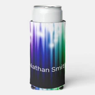 Enfriador De Latas Slim Textura de brillo abstracto de arcoíris