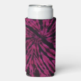 Enfriador De Latas Slim Tie-Dye Purple Pink Black Hippie Retro Pattern 