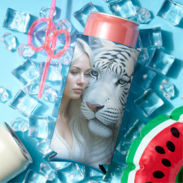 Enfriador De Latas Slim Tigre blanco místico y mujer