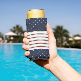 Enfriador De Latas Slim Tiras de caña de vándalos y puntos de polka Refrig