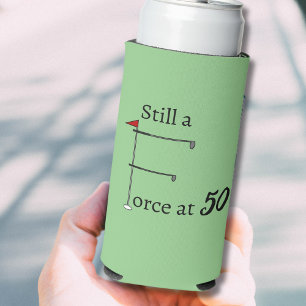 Enfriador De Latas Slim Todavía una fuerza en el tema de golf de 50 años