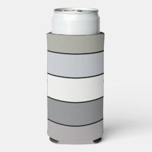 Enfriador De Latas Slim Tonos Gris Con Bandas Negras Sobre Papel De Color 