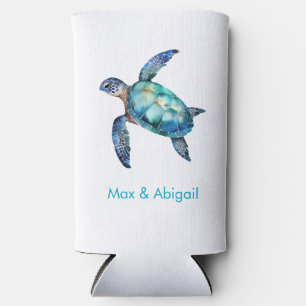 Enfriador De Latas Slim Tortuga marina personalizada