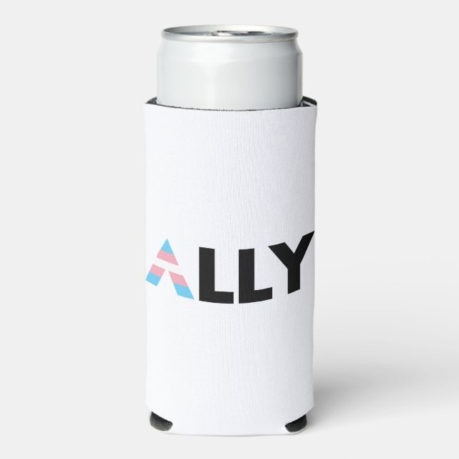 Enfriador De Latas Slim Trans Ally LGBTQ Transgender LGBT (Frente Agua con Gas)