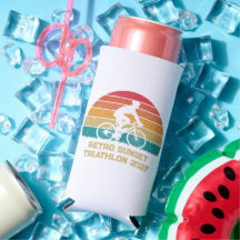 Triatlón personalizado de ciclismo retro atardecer