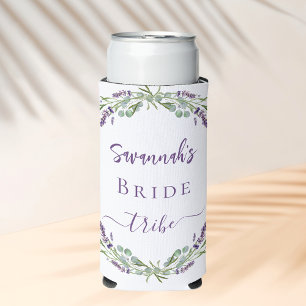 Enfriador De Latas Slim Tribu de novia lavanda eucalipto vegetación nombre