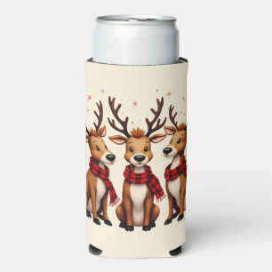 Enfriador De Latas Slim Trío de renos de Navidades cortos con escaramuzas