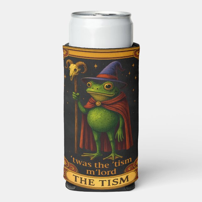 Enfriador De Latas Slim T'was The 'Tism M'Lord Frog Meme Autism Awareness (Frente Agua con Gas)