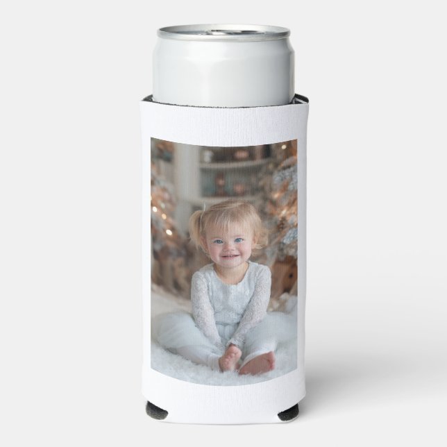 Enfriador De Latas Slim Two Sided Family Holiday Photos (Frente Agua con Gas)