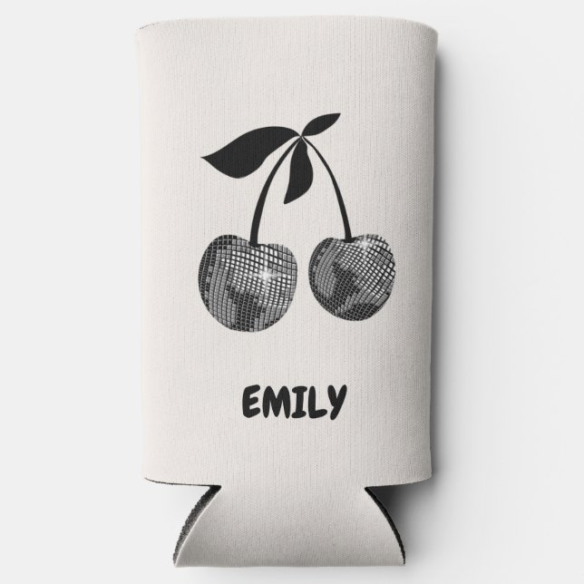 Enfriador De Latas Slim Última fiesta de soltera Disco Cherry Cooler (Anverso)