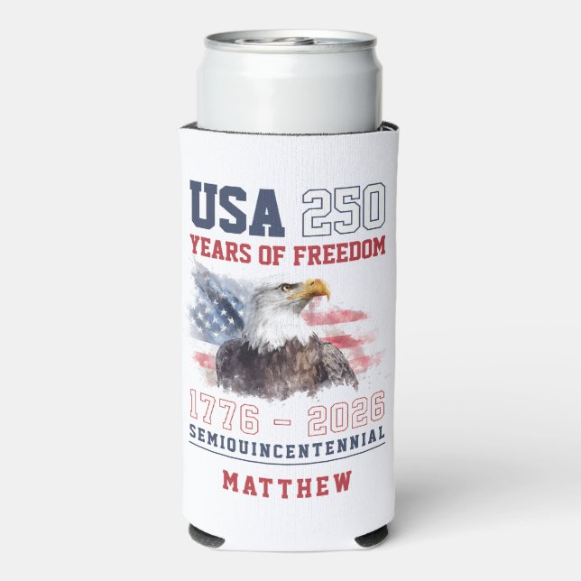 Enfriador De Latas Slim USA Semiquincentennial America's 250th Anniversary (Reverso Agua con Gas)