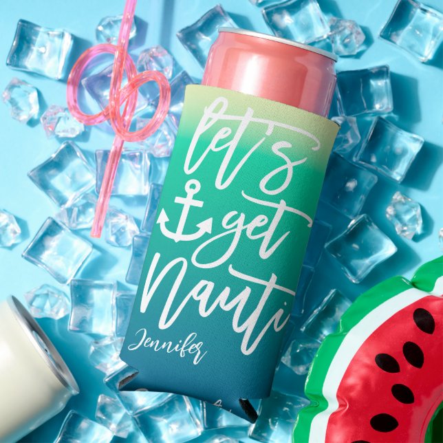 Enfriador De Latas Slim Vamos a Nauti Blue Beach Despedida de Soltera (Verano in situ)