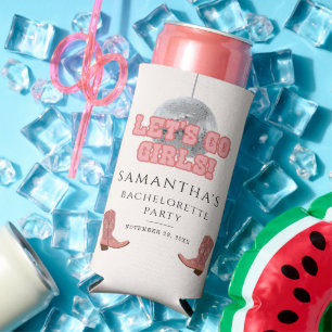 Enfriador De Latas Slim Vamos Chicas Disco Cowgirl Bachelorette Party
