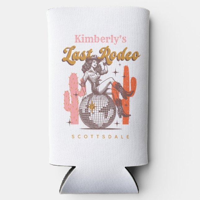 Enfriador De Latas Slim Vaquera Disco Último Rodeo Despedida de Soltera (Anverso)