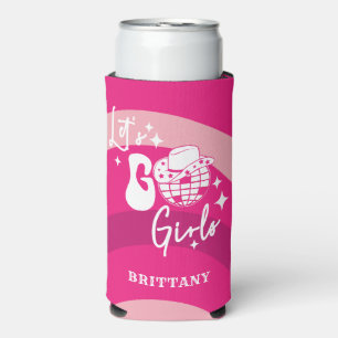 Enfriador De Latas Slim Vaquera rosa personalizada Vamos Chicas
