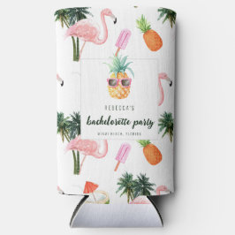 Enfriador De Latas Slim Verano Flamingo Fiesta de la piscina Bachelorette