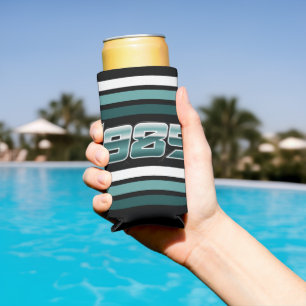 Enfriador De Latas Slim verde azulado de franja retro de 1985