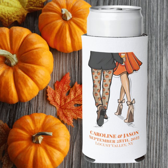 Enfriador De Latas Slim Vestido Naranja de calabaza de la Pareja Caída Pre (Subido por el creador)