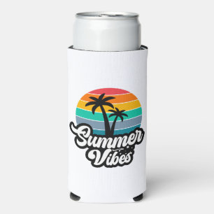 Enfriador De Latas Slim Vibraciones de Verano con Diseño de Palmeras