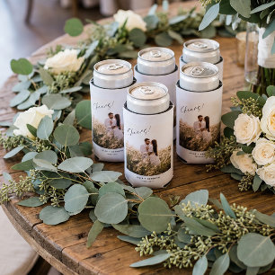 Enfriador De Latas Slim Vino de foto de boda minimalista