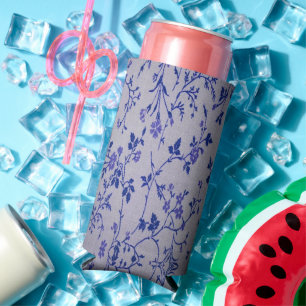 Enfriador De Latas Slim Vinos florales azules grises