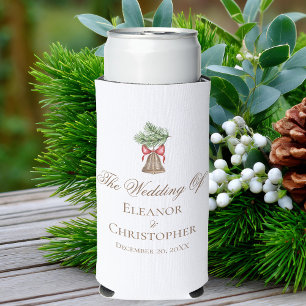 Enfriador De Latas Slim Vintage Christmas Bell Minimalista Boda de vacacio