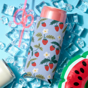 Enfriador De Latas Slim Vintage Cottagecore Strawberry Pattern