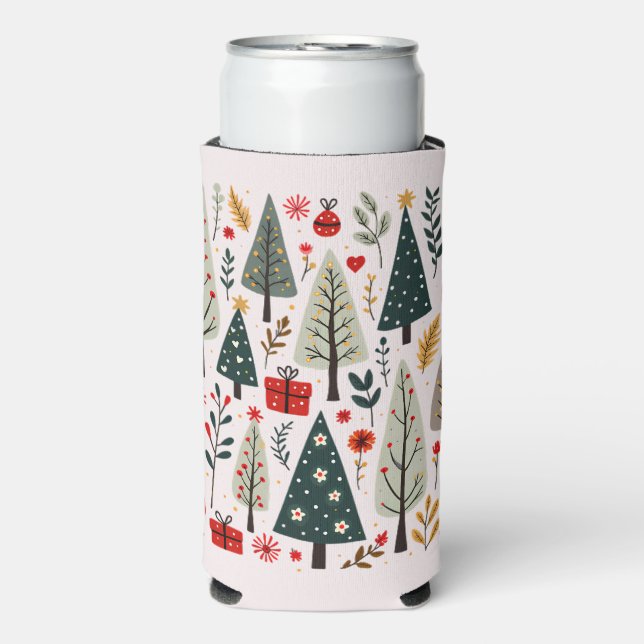 Enfriador De Latas Slim Whimsical Christmas Tree Forest (Frente Agua con Gas)