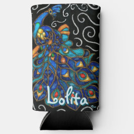 Enfriador De Latas Slim Whimsical Peacock Chalk Pastel Bird Personalizado