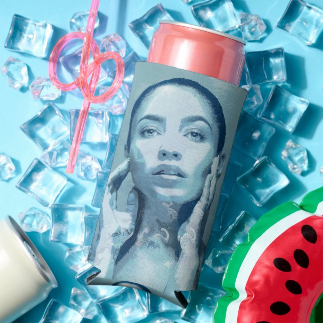 Enfriador De Latas Slim "Woman in Blue" (Verano in situ)