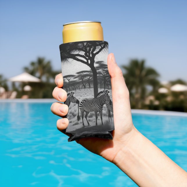 Enfriador De Latas Slim Zebras En África Pintura De Petróleo, Refrigerador (Piscina in situ)