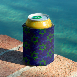 Enfriador De Latas SlipperyJoe's Hanukkah filas verdes Estrellas de D