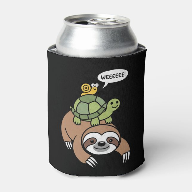 Enfriador De Latas Sloth Turtle Snail Piggyback Animal Running Wild  (Lata Anverso)