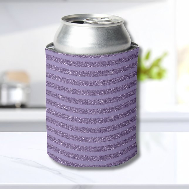 Enfriador De Latas Smoky Plum Glitter Style Horizontal Stripes (Subido por el creador)