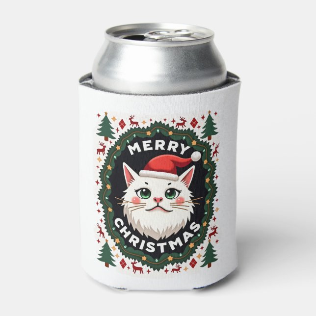 Enfriador De Latas Smudge Cat Ugly Christmas Sweater  (1) (Lata Anverso)