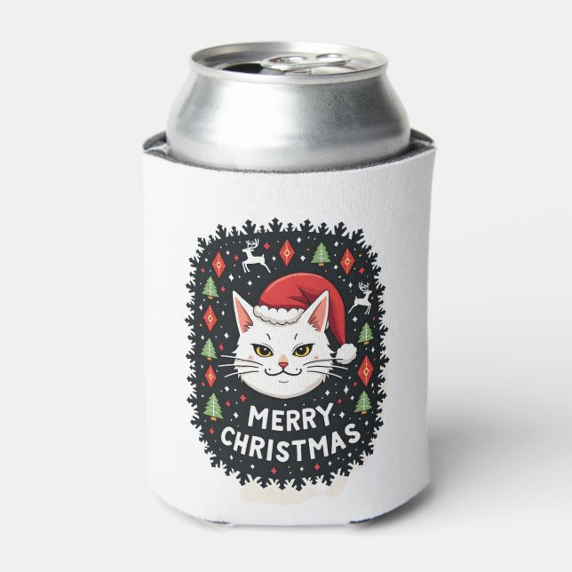 Enfriador De Latas Smudge Cat Ugly Christmas Sweater  (2) (Lata Anverso)