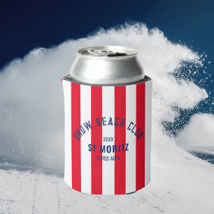 Enfriador De Latas Snow Beach Club Red Cabana Stripe Winter