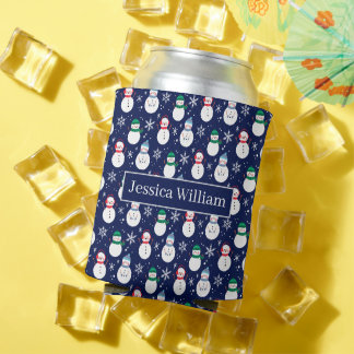 Enfriador De Latas Snowman Face Background Bonito Gift