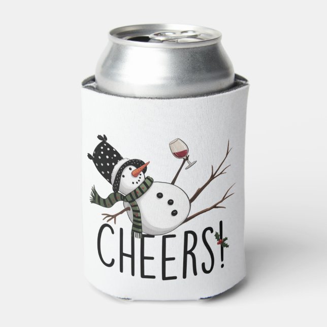 Enfriador De Latas Snowman Wine Christmas Funny Drinking Wine Santa  (Lata Anverso)