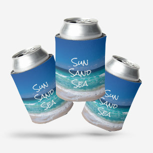 Enfriador De Latas Sol Arena Mar Playa Tropical Agua Turquesa