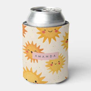 Enfriador De Latas Sol sonriente y lindo personalizado