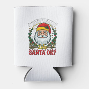 Enfriador De Latas Solo Me Gusta Santa Ok Navidad Claus Acebo Corona