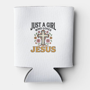 Enfriador De Latas Solo una chica que ama a Jesús Camiseta de cruz fl