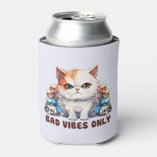 Enfriador De Latas Sólo vibraciones malas - Diseño gótico de gatos y